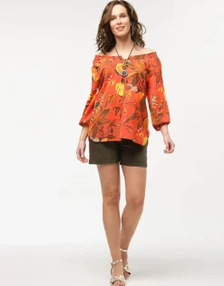 Blouse 100% coton orange