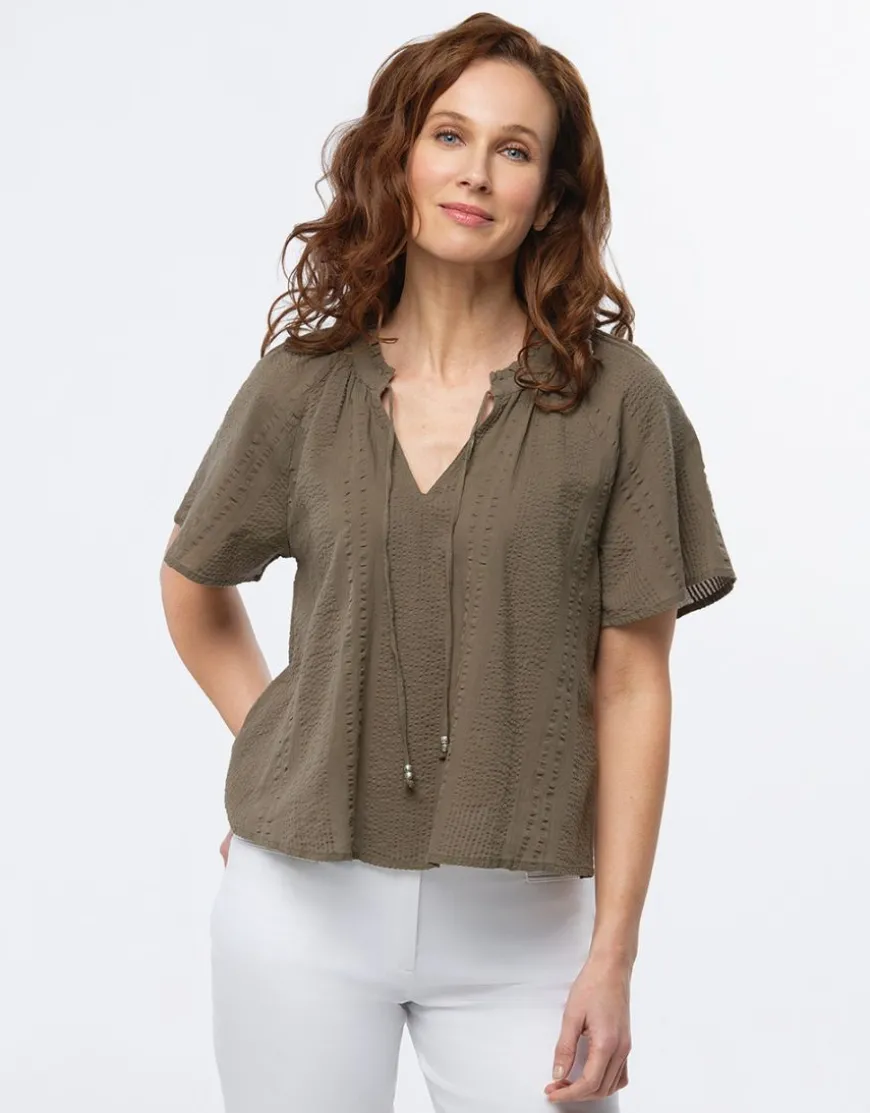 Blouse ample coton kaki
