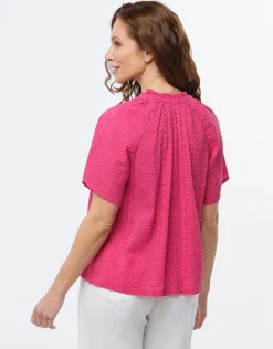 Blouse ample coton rose