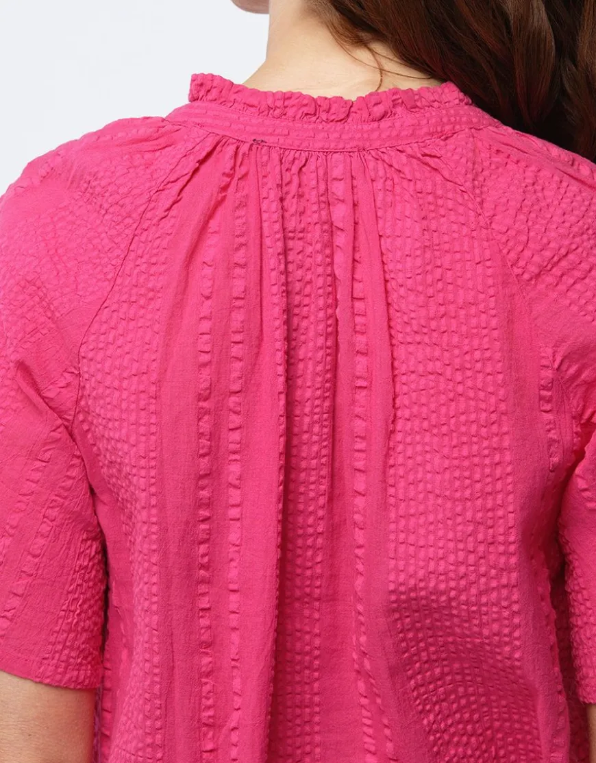 Blouse ample coton rose