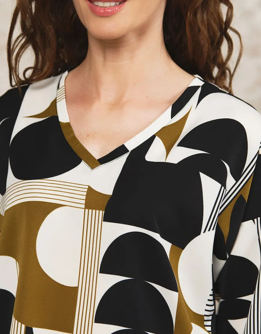 Blouse ample motif blanc