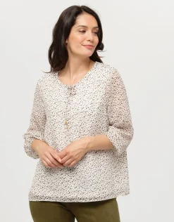 Blouse ample motif écru