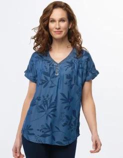Blouse bleu lyocell