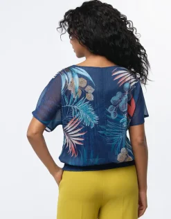 Blouse chic voile bleu