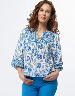 Blouse coton motif fleuri