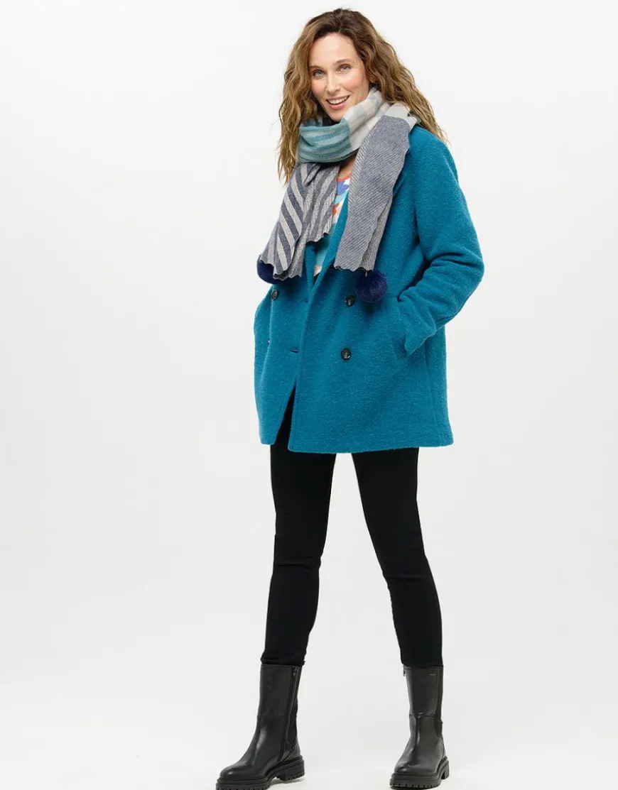 Caban laine bleu canard
