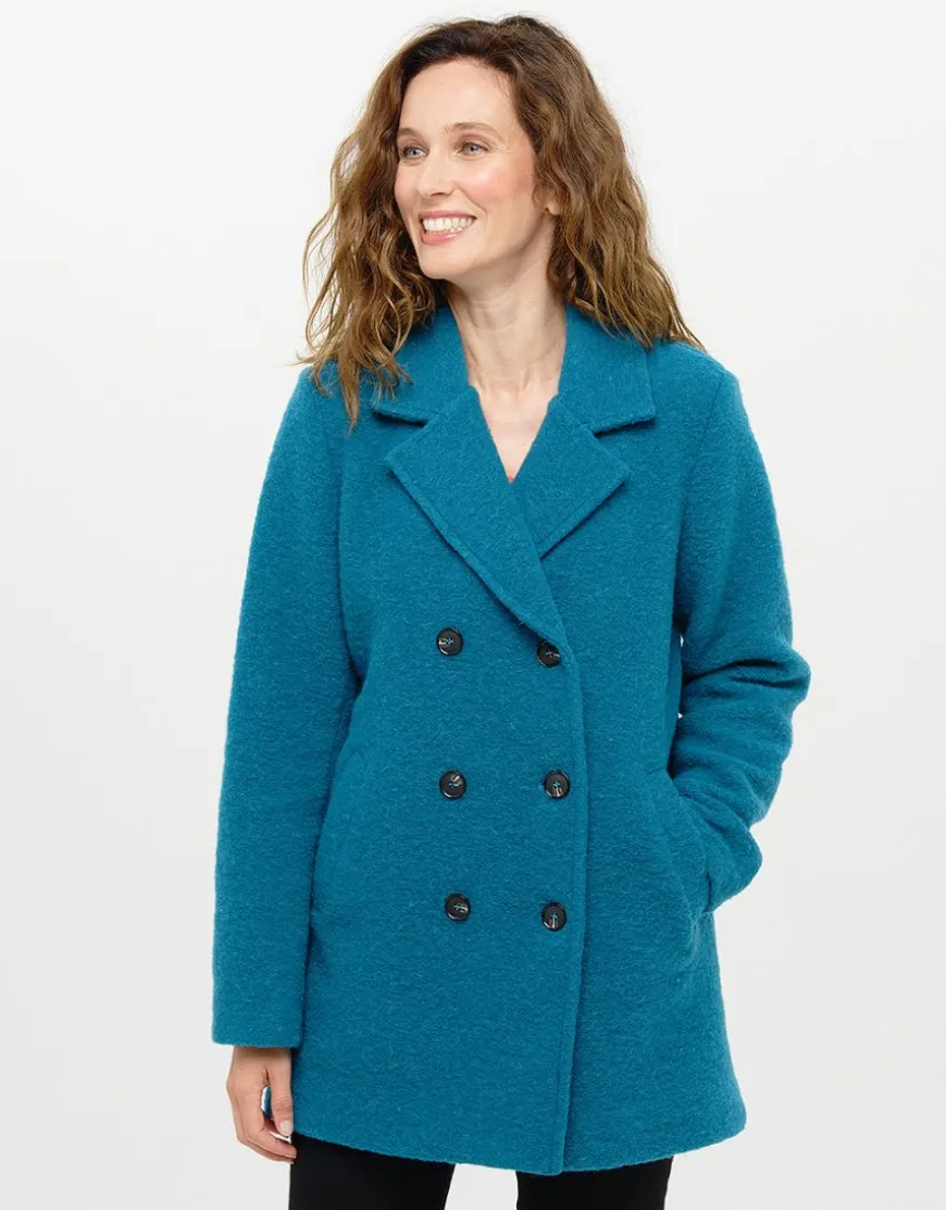Caban laine bleu canard