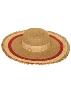 Chapeau beige rouge