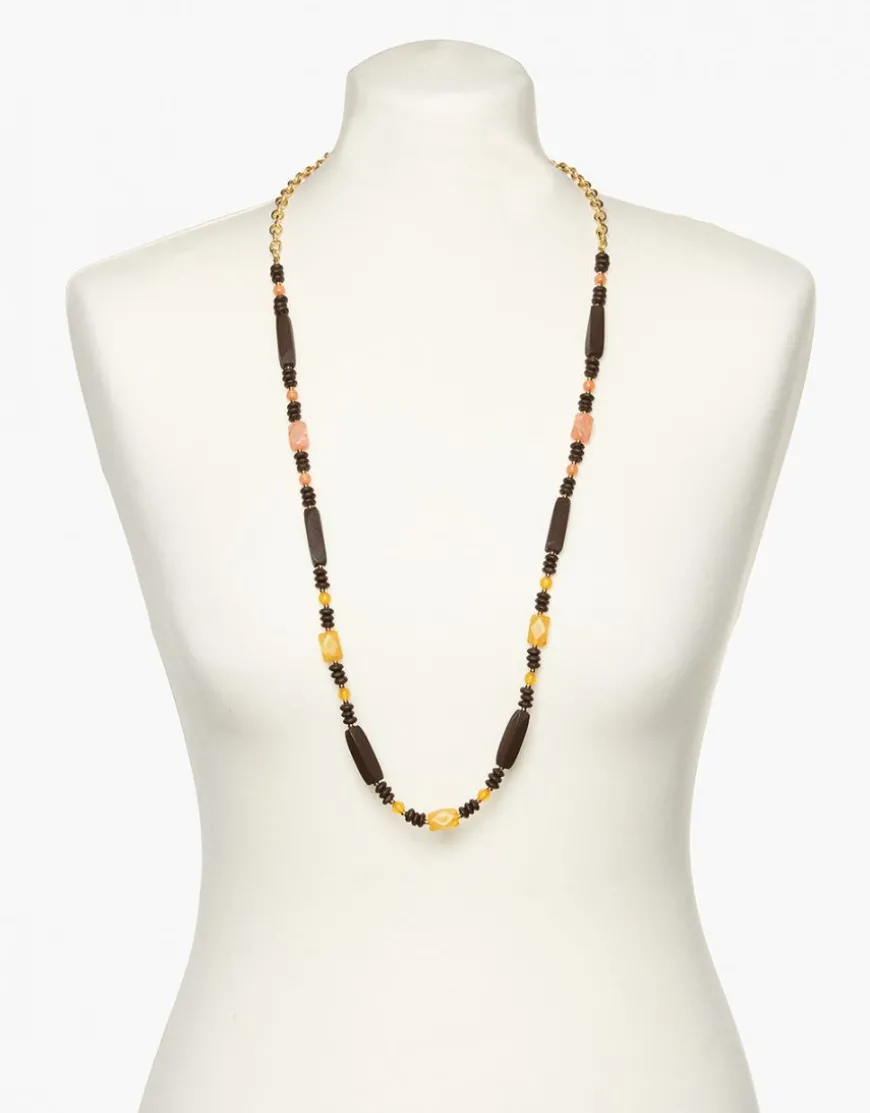 Collier sautoir marron