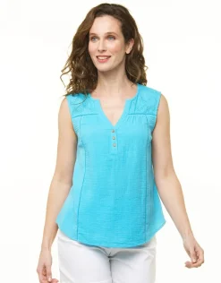 Débardeur coton turquoise