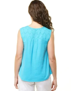 Débardeur coton turquoise
