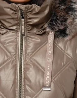 Doudoune beige capuche