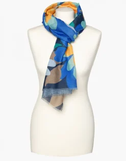 Foulard bleu fleuri