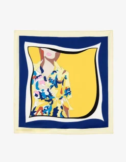 Foulard carré jaune bleu