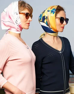 Foulard carré jaune bleu