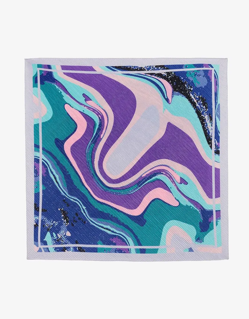 Foulard carré plissé bleu