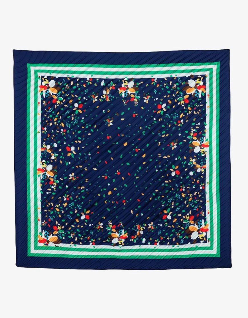 Foulard carré plissé bleu