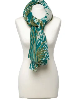 Foulard coton motif vert