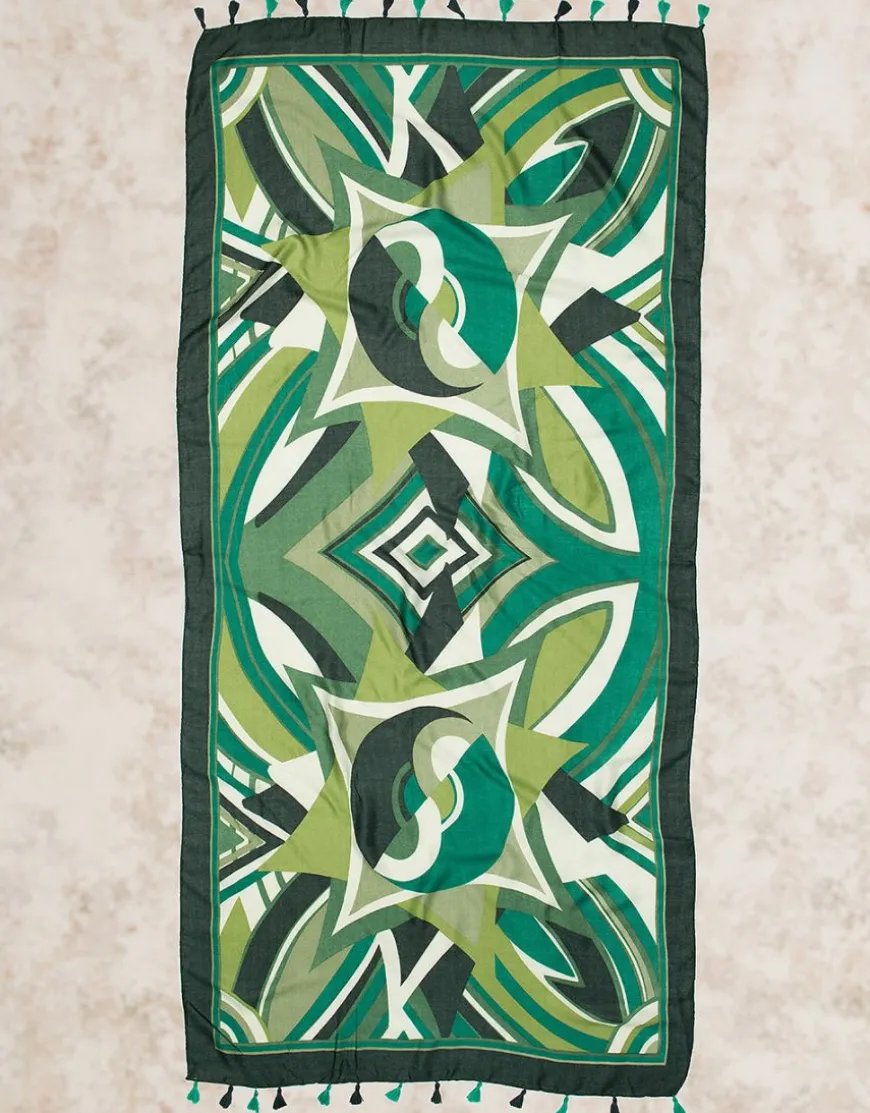 Foulard vert imprimé