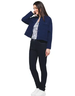 Gilet col chemisier bleu