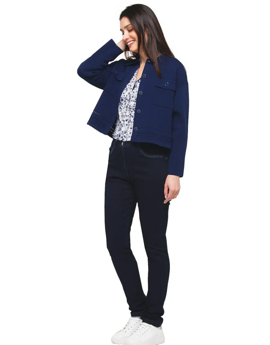 Gilet col chemisier bleu