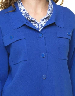 Gilet col chemisier bleu