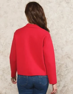 Gilet col chemisier rouge