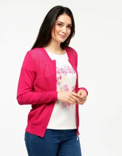 Gilet filet fuchsia