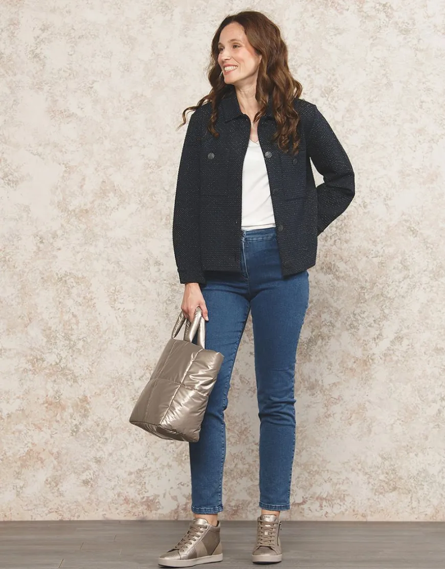 Jean 7/8ème bleu coton