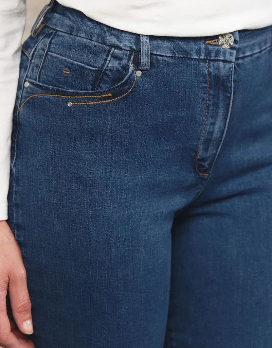 Jean 7/8ème bleu coton