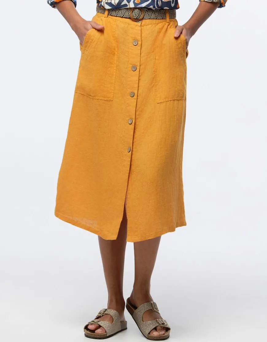 jupe midi lin ocre