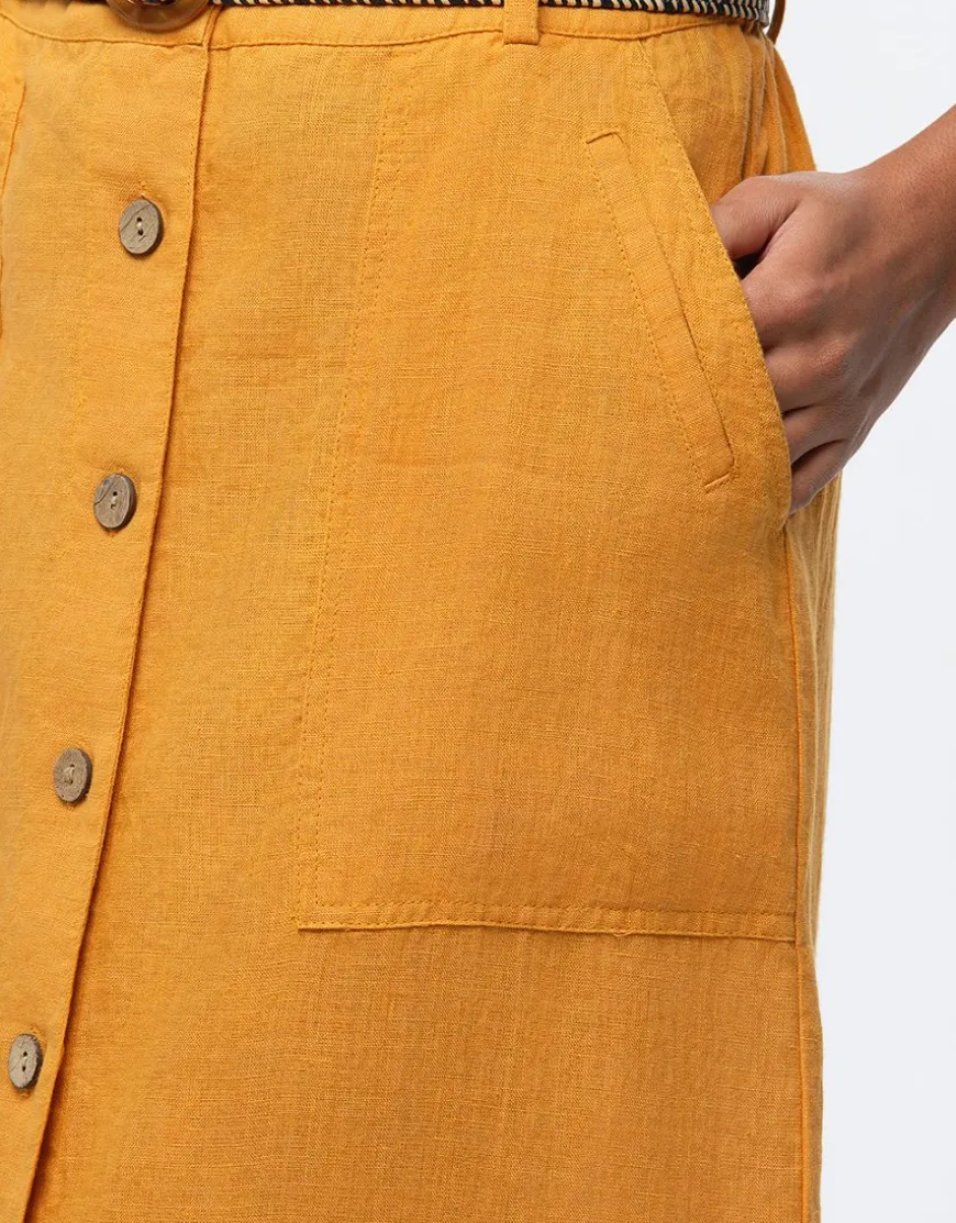 jupe midi lin ocre