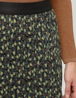 Jupe plissée floral kaki