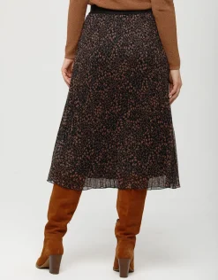 Jupe plissée motif beige