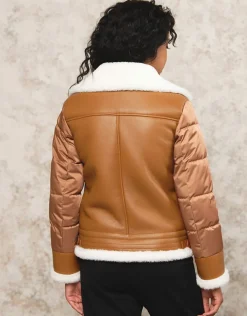 Manteau camel effet peau