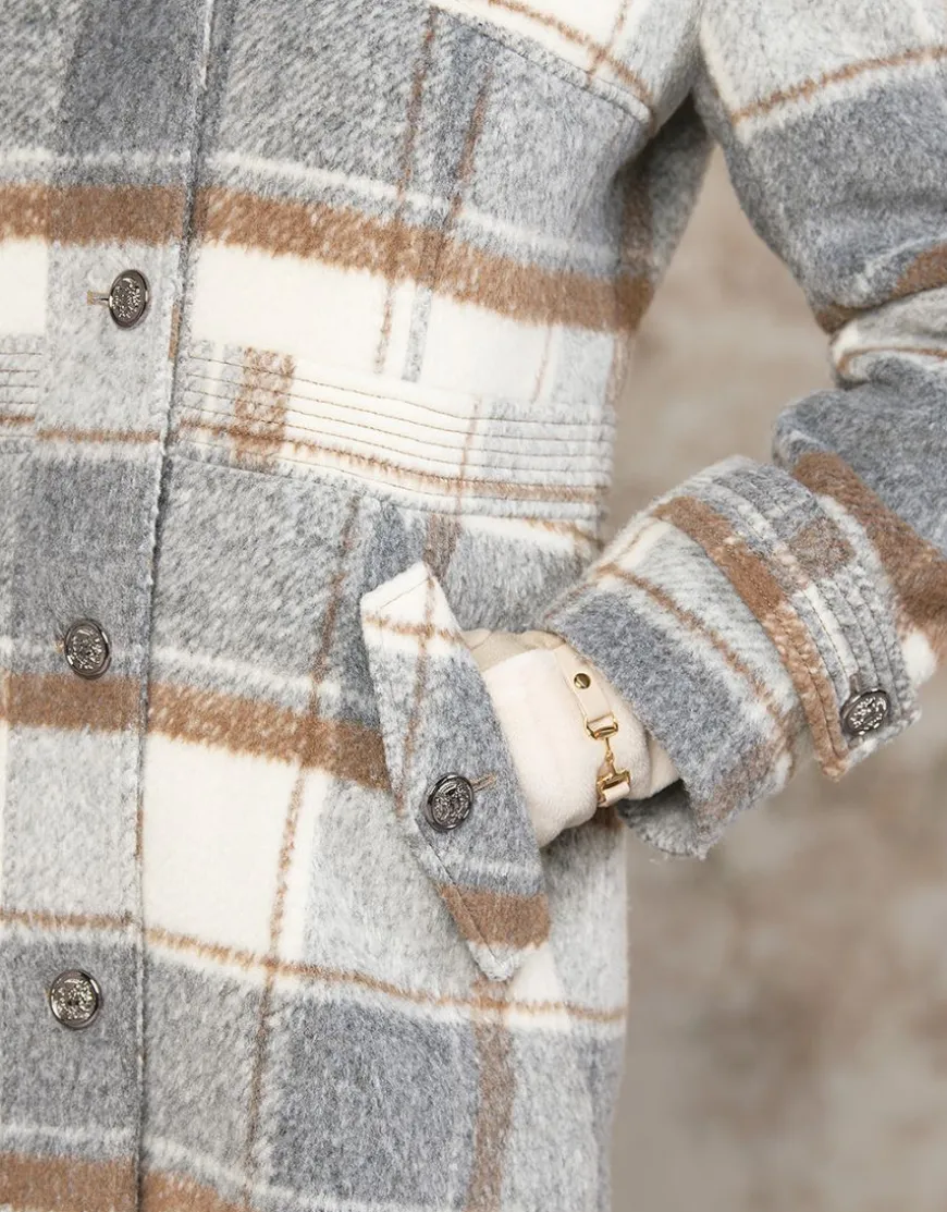 Manteau long à carreaux