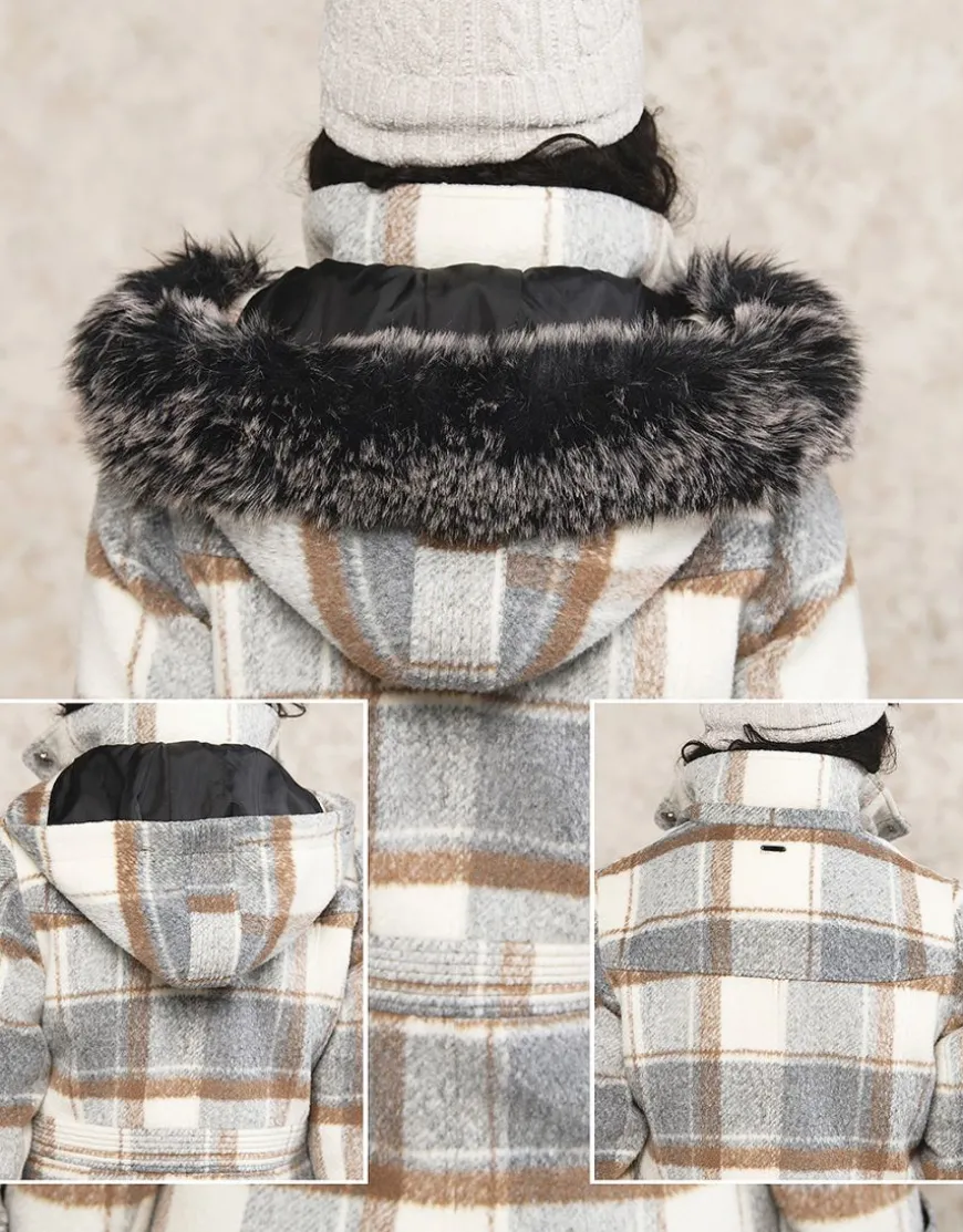 Manteau long à carreaux