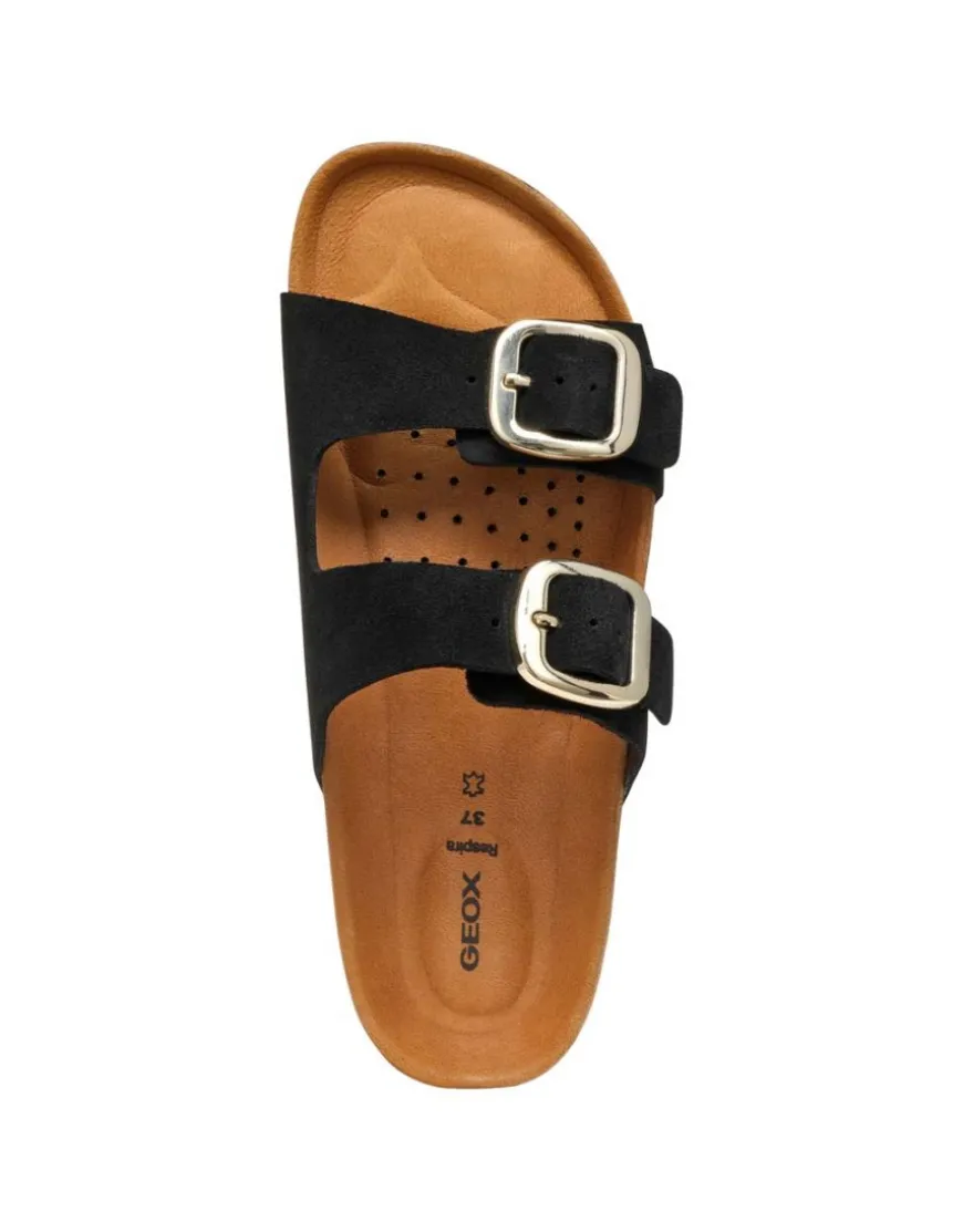 Mule compensée cuir noir GEOX