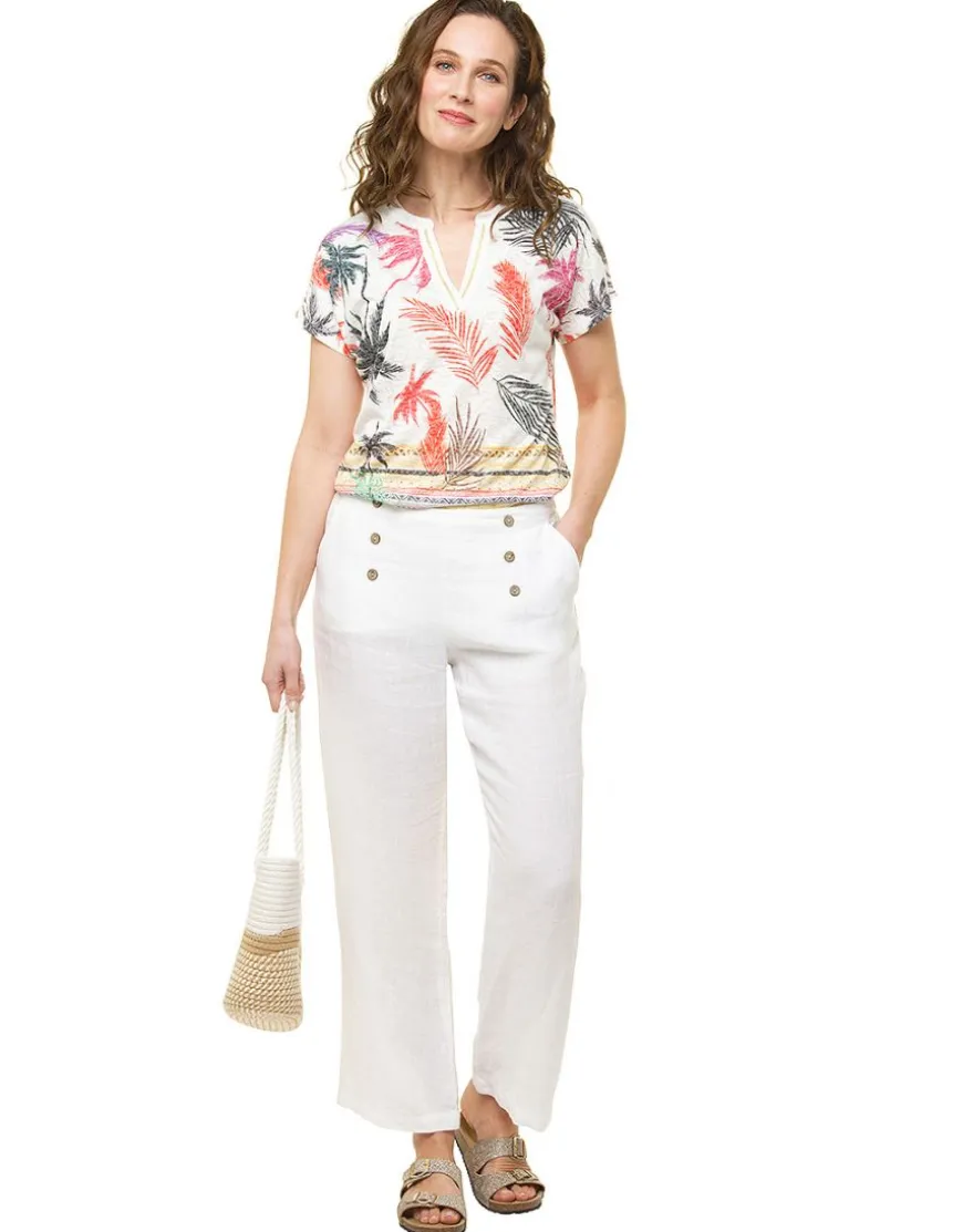 Pantalon 100% lin blanc