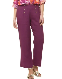 Pantalon 100% lin violet