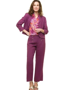 Pantalon 100% lin violet