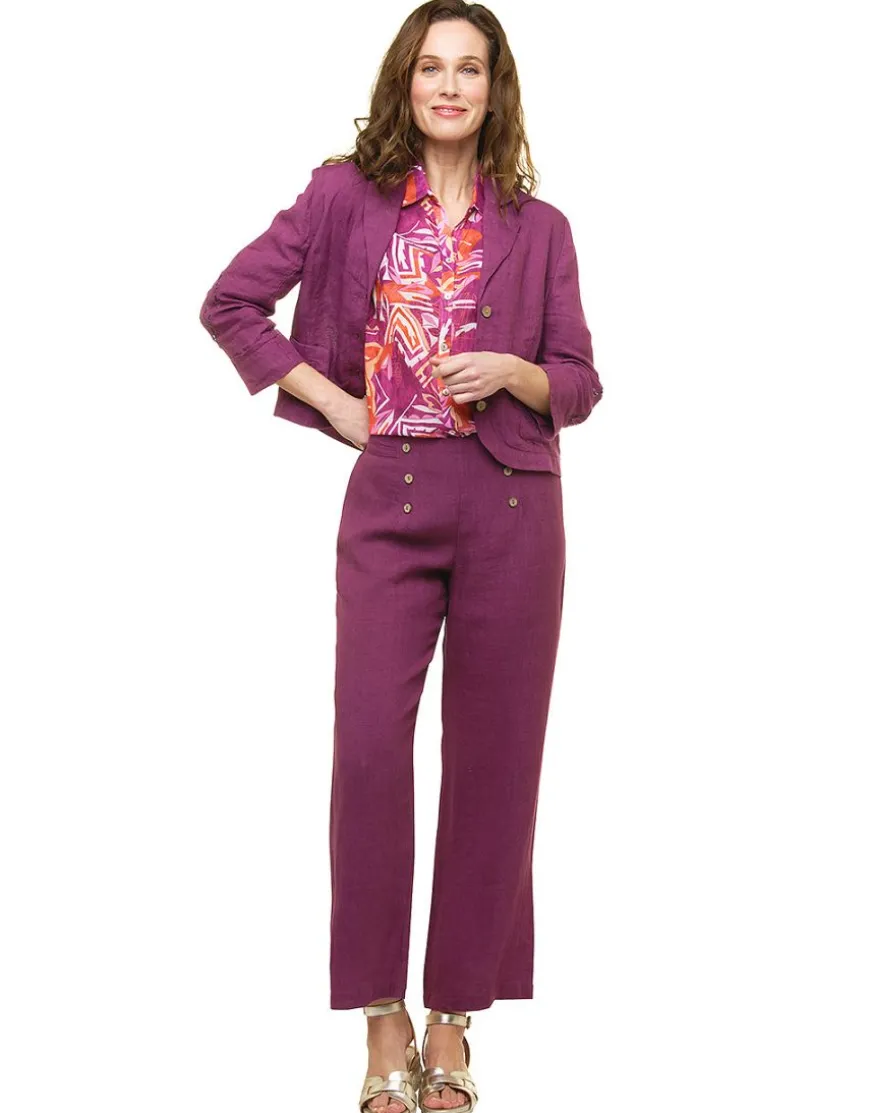 Pantalon 100% lin violet