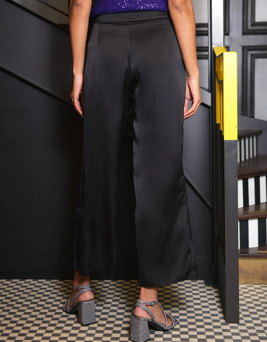 Pantalon chic satiné noir