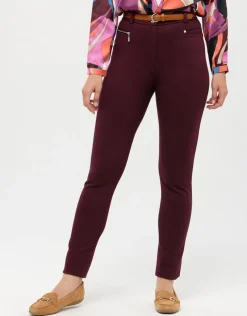 Pantalon slim rouge prune