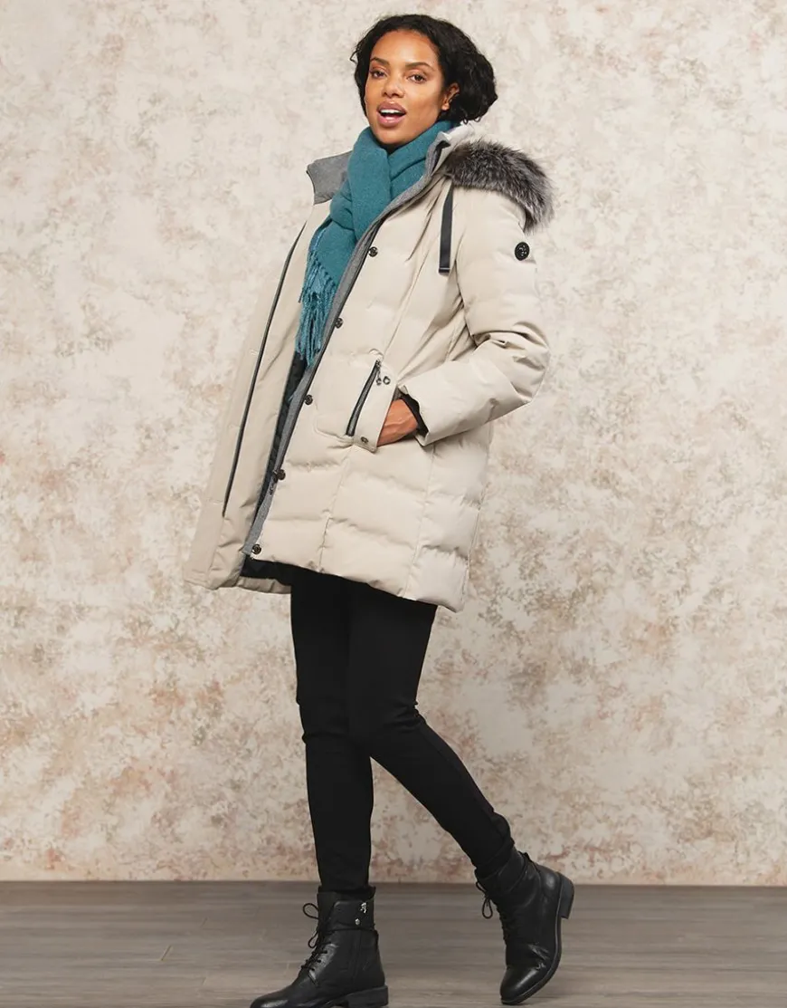 Parka à capuche sable