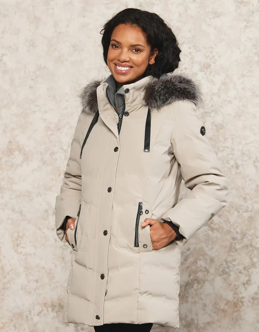 Parka à capuche sable