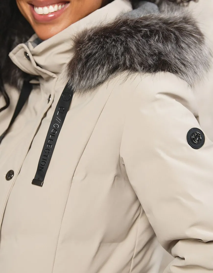 Parka à capuche sable