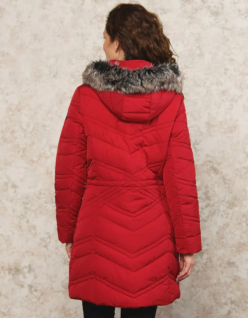 Parka longue rouge