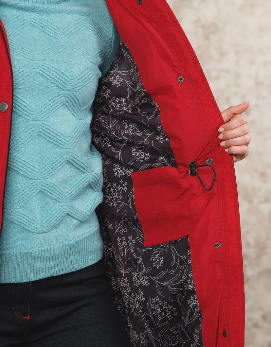 Parka longue rouge