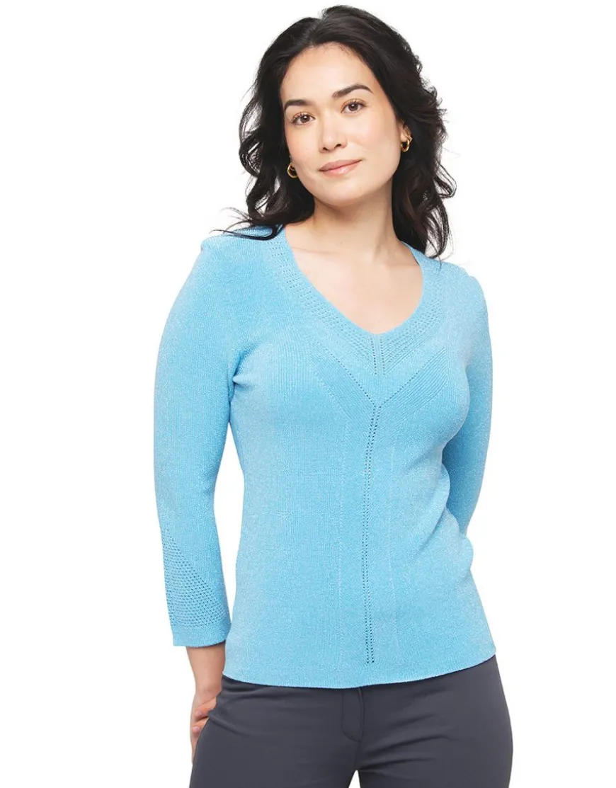 Pull turquoise irisé